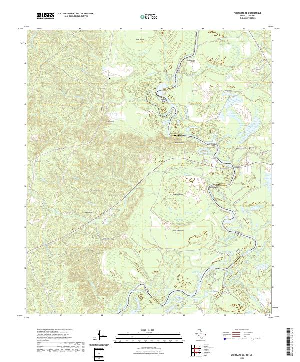 Wiergate SE, TX-LA — USGS 7.5-minute topo (2022)
