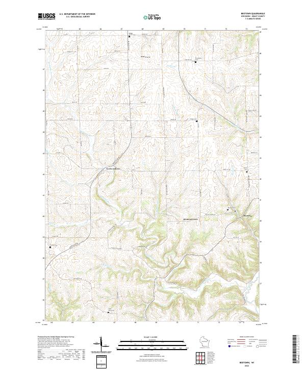 Beetown, WI — USGS 7.5-minute topo (2022)