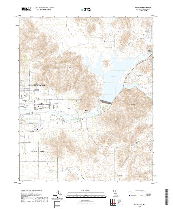 Success Dam, CA — USGS 7.5-minute topo (2021)