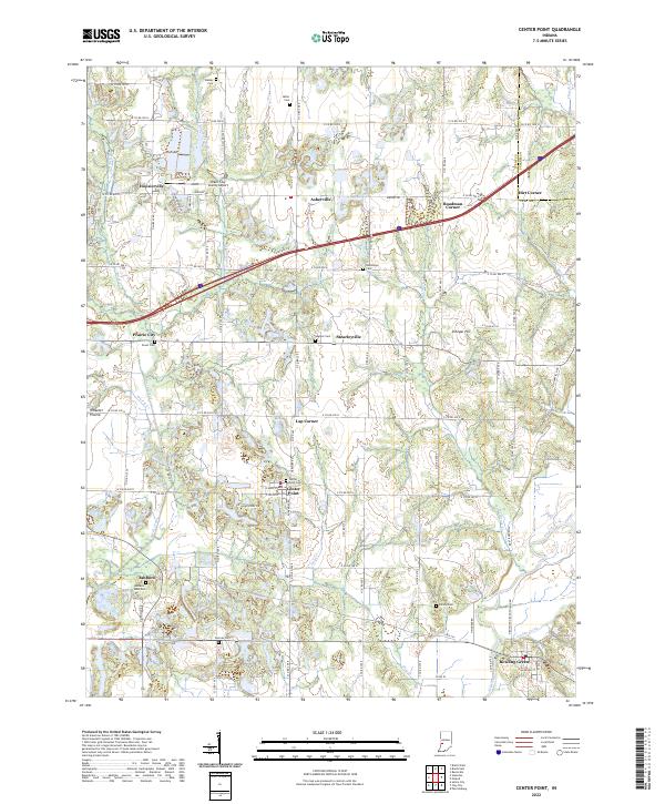 Center Point, IN — USGS 7.5-minute topo (2022)