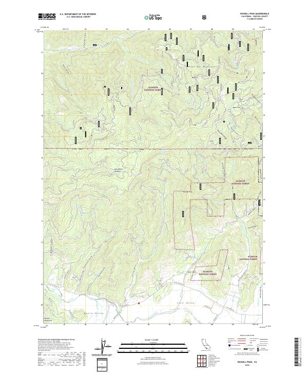 Russell Peak, CA — USGS 7.5-minute topo (2022)