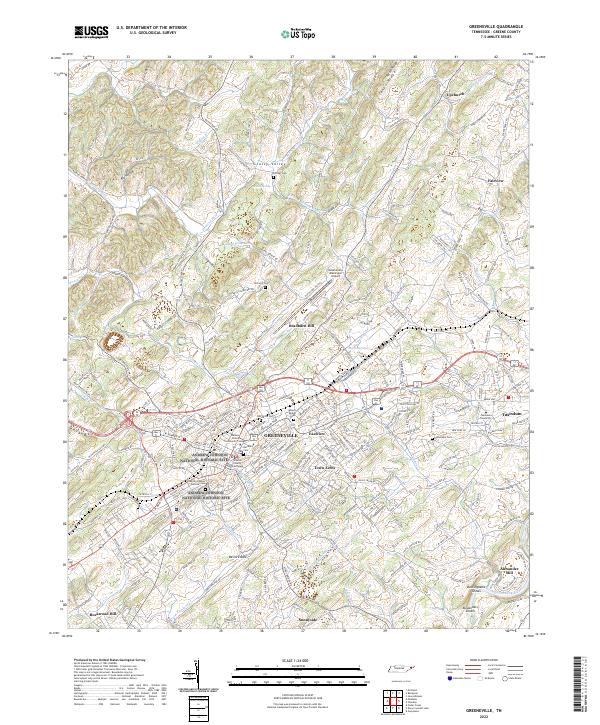 Greeneville, TN — USGS 7.5-minute topo (2022)