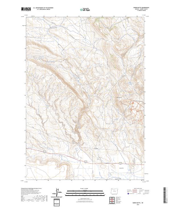 Burns Butte, OR — USGS 7.5-minute topo (2023)