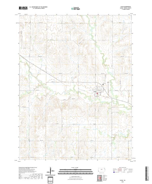 Lucas, KS — USGS 7.5-minute topo (2022)