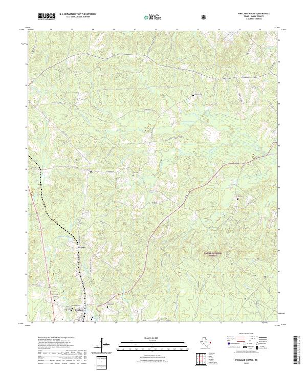 Pineland North, TX — USGS 7.5-minute topo (2022)