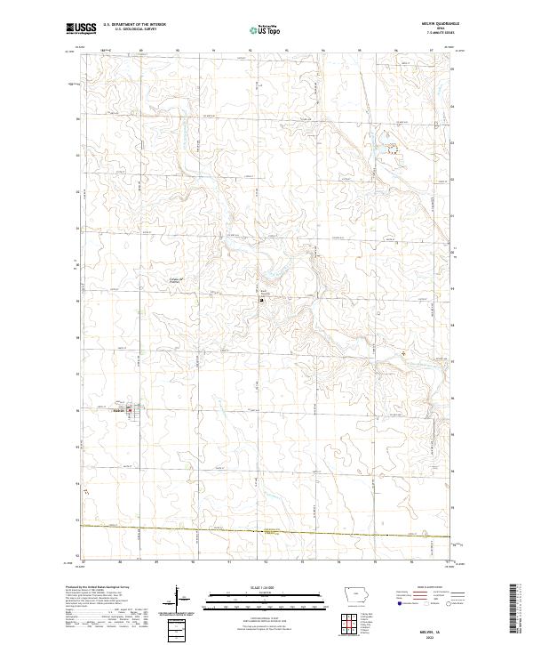 Melvin, IA — USGS 7.5-minute topo (2022)