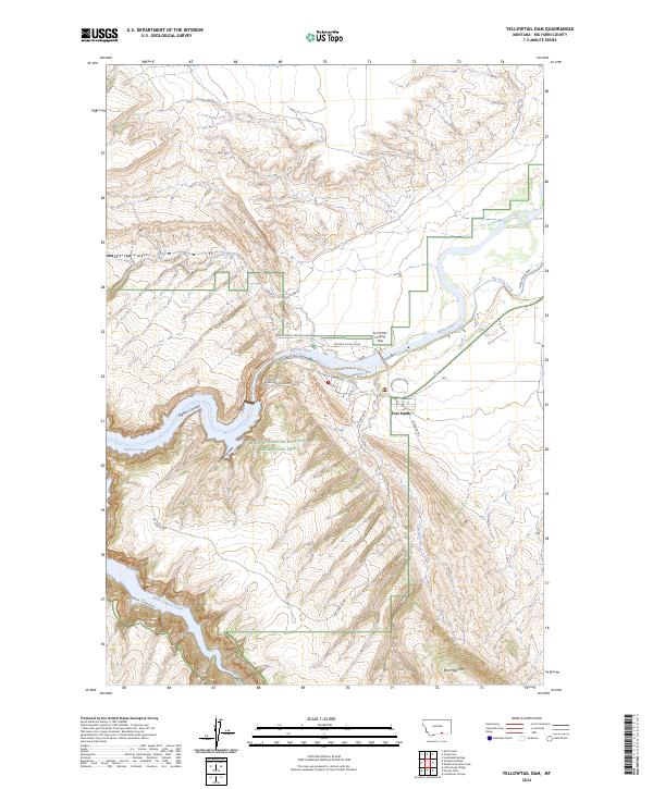 Yellowtail Dam, MT — USGS 7.5-minute topo (2024)