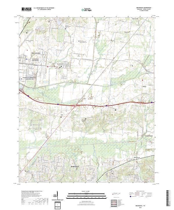 Brunswick, TN — USGS 7.5-minute topo (2022)