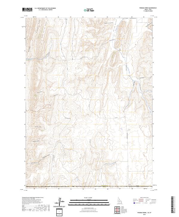Pegram Creek, ID-UT — USGS 7.5-minute topo (2023)