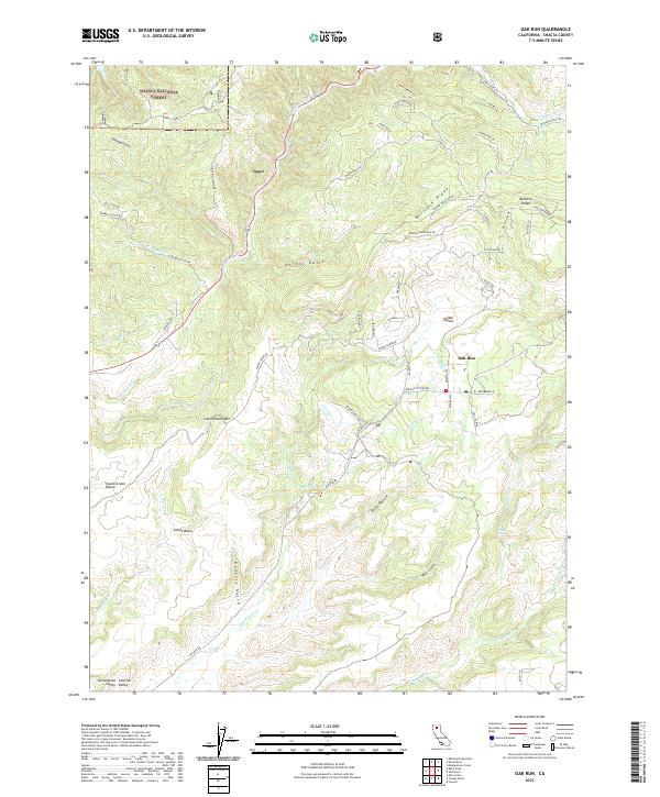 Oak Run, CA — USGS 7.5-minute topo (2021)