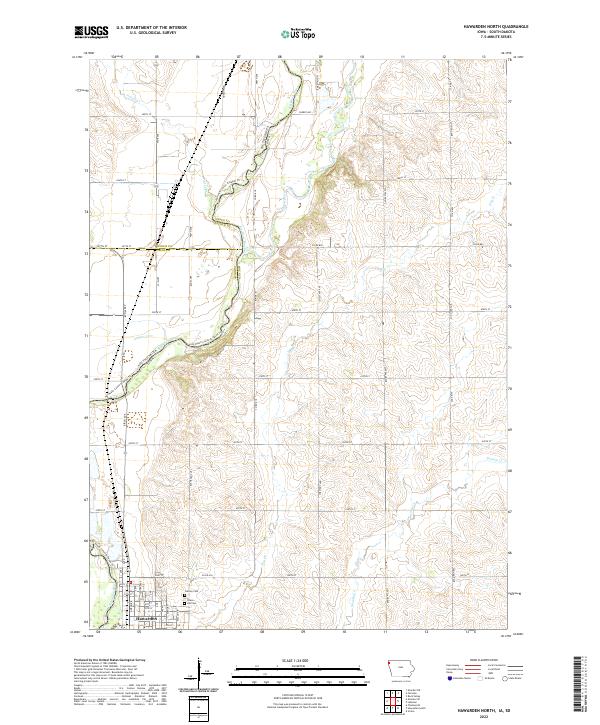 Hawarden North, IA-SD — USGS 7.5-minute topo (2022)