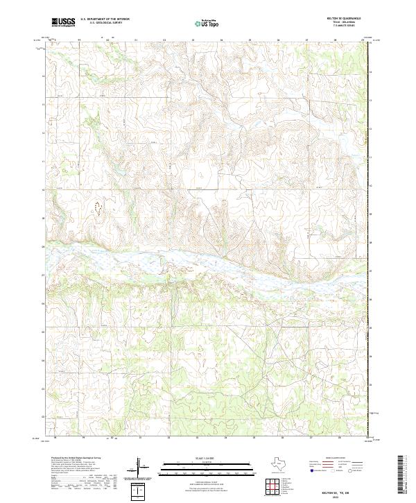 Kelton SE, TX-OK — USGS 7.5-minute topo (2022)