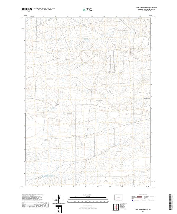 Antelope Reservoir, WY — USGS 7.5-minute topo (2021)