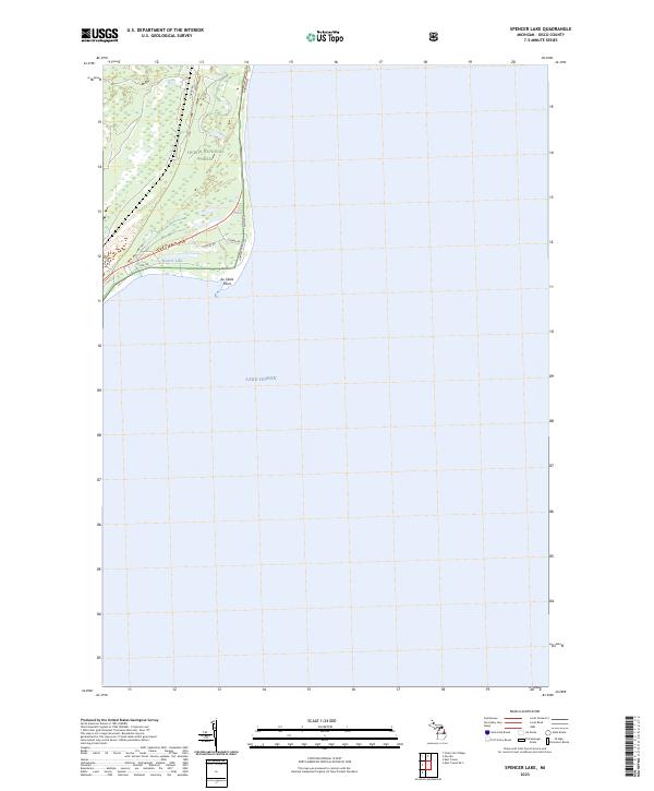Spencer Lake, MI — USGS 7.5-minute topo (2023)
