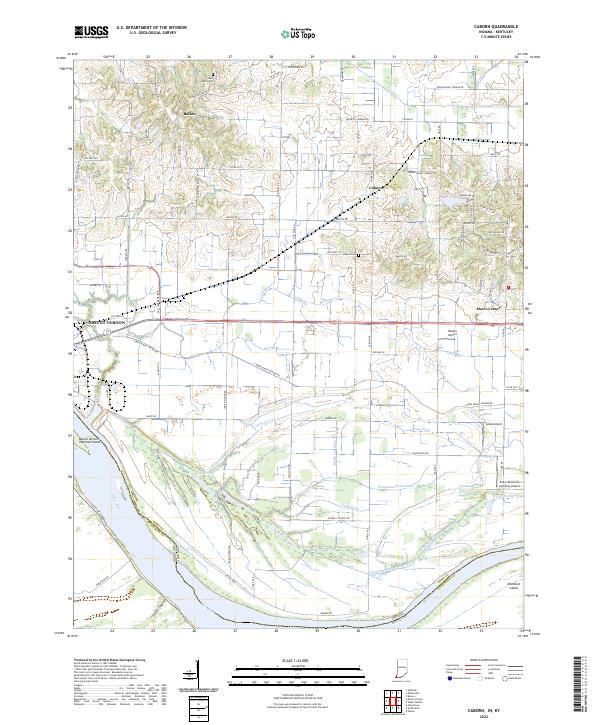 Caborn, IN-KY — USGS 7.5-minute topo (2022)