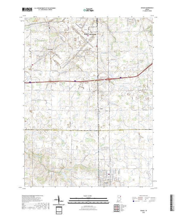 Ossian, IN — USGS 7.5-minute topo (2022)