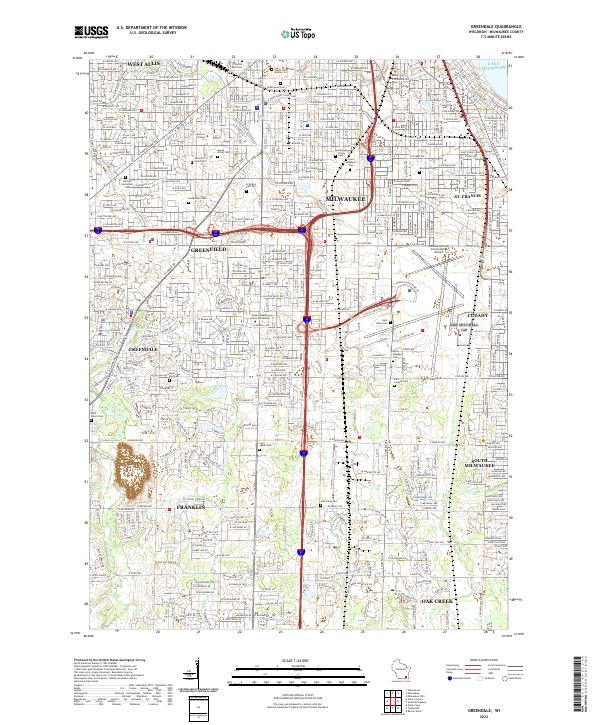 Greendale, WI — USGS 7.5-minute topo (2022)