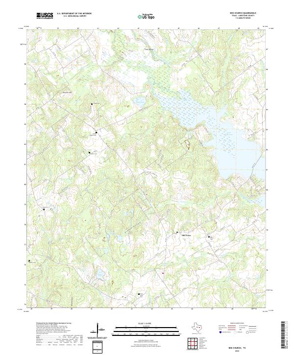 Box Church, TX — USGS 7.5-minute topo (2022)