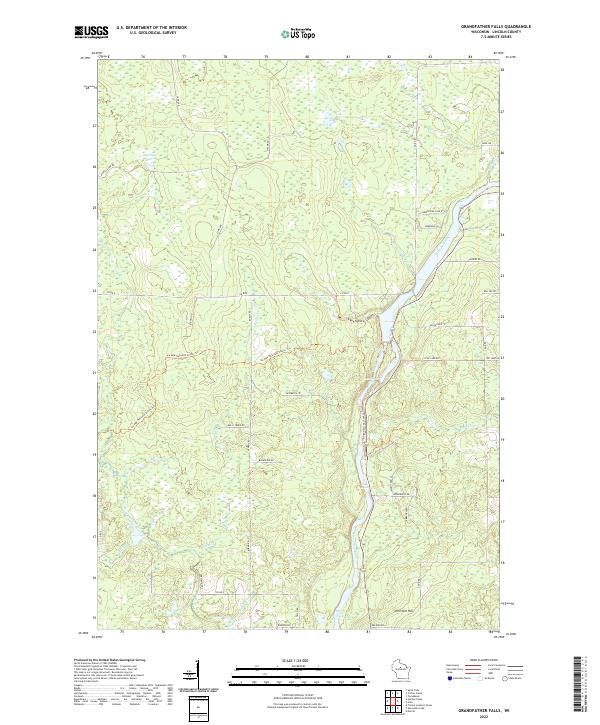 Grandfather Falls, WI — USGS 7.5-minute topo (2022)
