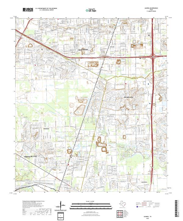 Almeda, TX — USGS 7.5-minute topo (2022)