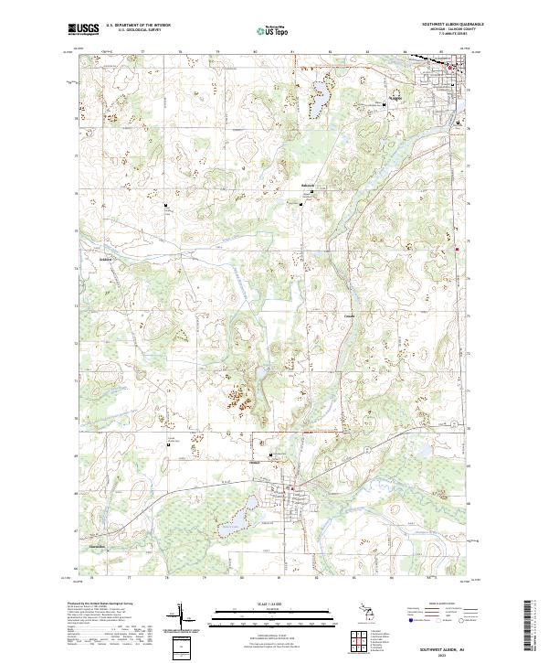 Southwest Albion, MI — USGS 7.5-minute topo (2023)