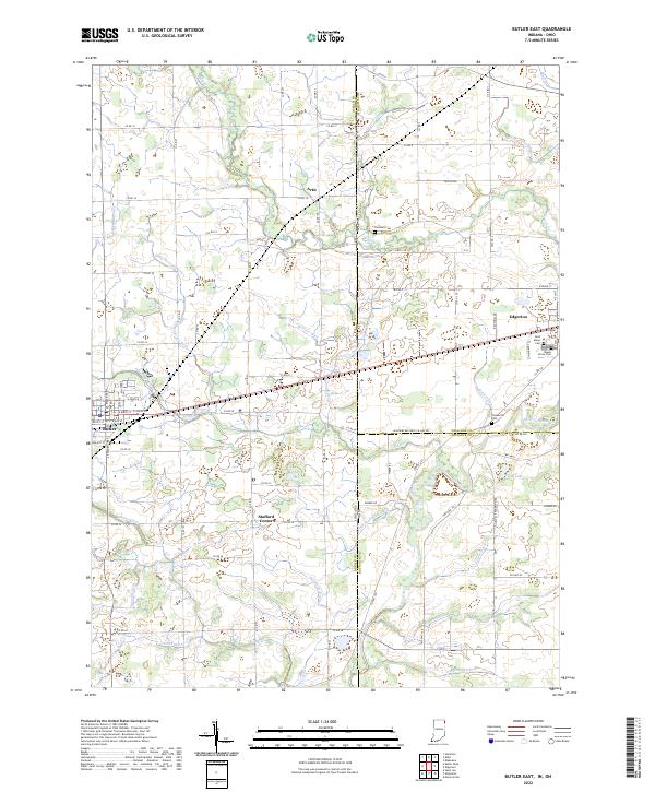 Butler East, IN-OH — USGS 7.5-minute topo (2022)