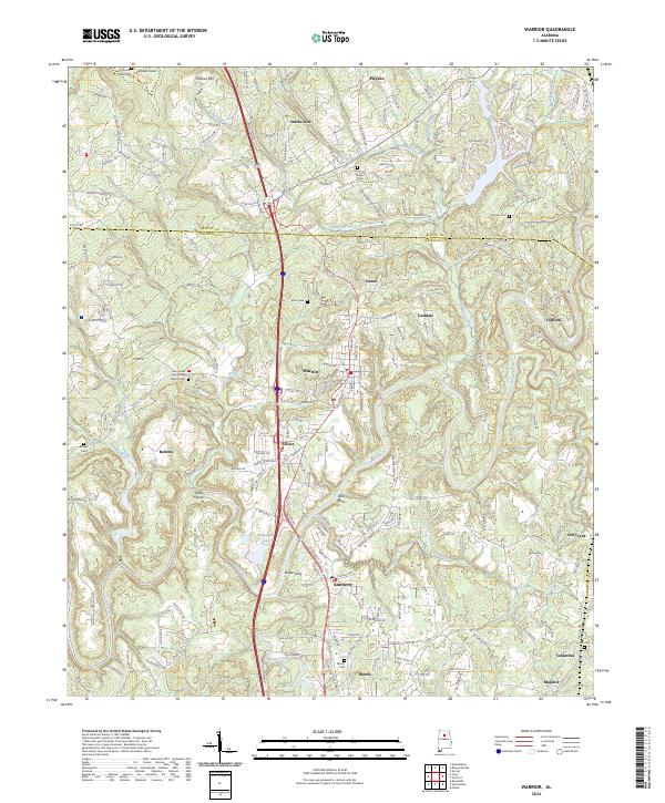 Warrior, AL — USGS 7.5-minute topo (2024)