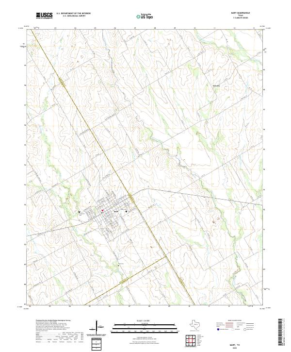 Mart, TX — USGS 7.5-minute topo (2022)