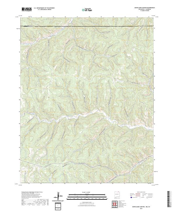 McWilliams Canyon, NM-CO — USGS 7.5-minute topo (2023)