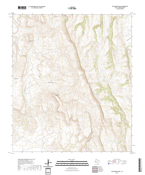 Gettysburg Peak, TX — USGS 7.5-minute topo (2022)