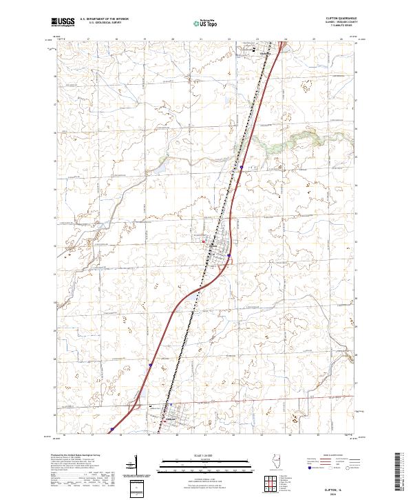 Clifton, IL — USGS 7.5-minute topo (2024)