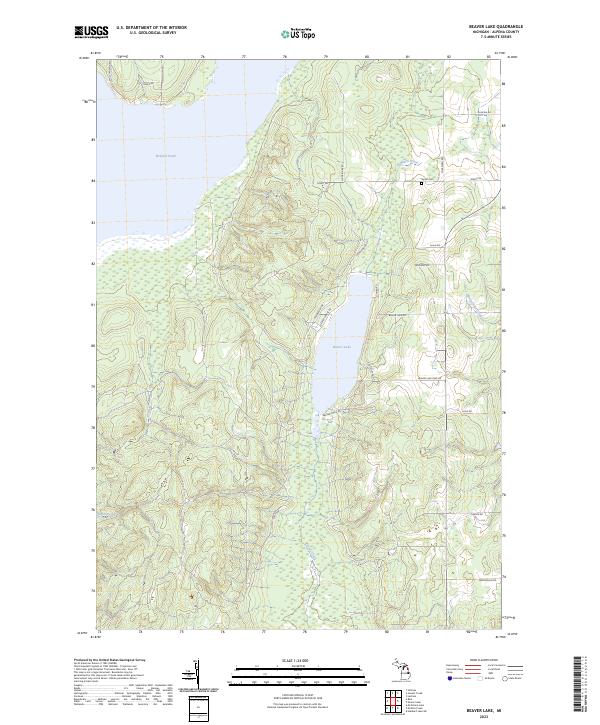Beaver Lake, MI — USGS 7.5-minute topo (2023)