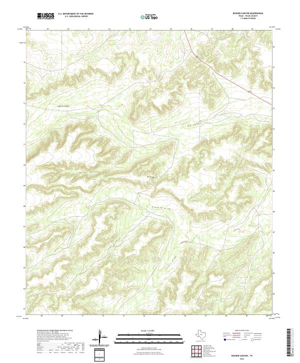 Busher Canyon, TX — USGS 7.5-minute topo (2022)