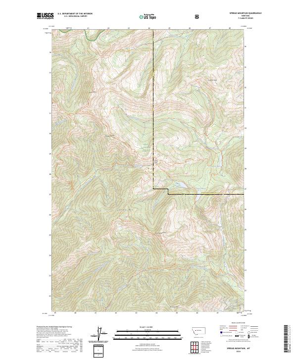 Spread Mountain, MT — USGS 7.5-minute topo (2024)