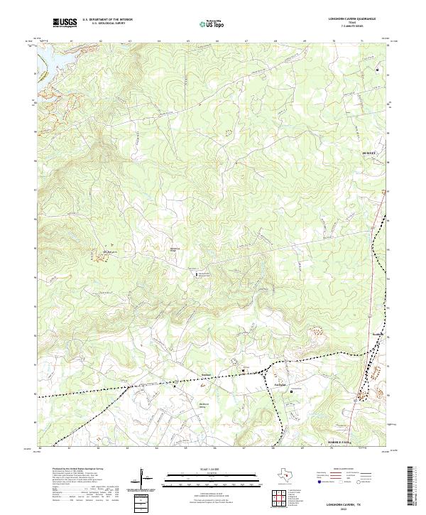 Longhorn Cavern, TX — USGS 7.5-minute topo (2022)