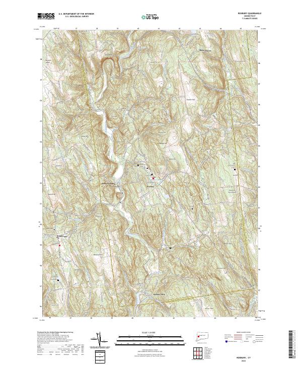 Roxbury, CT — USGS 7.5-minute topo (2024)