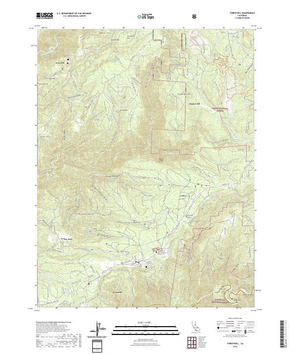 Foresthill, CA — USGS 7.5-minute topo (2022)