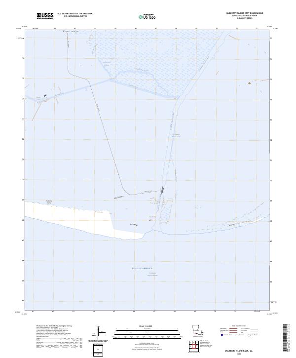 Mulberry Island East, LA — USGS 7.5-minute topo (2025)