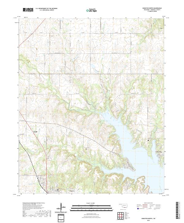 Kingston North, OK — USGS 7.5-minute topo (2022)