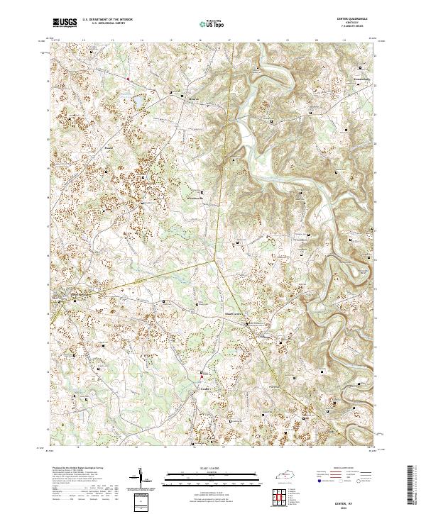 Center, KY — USGS 7.5-minute topo (2022)