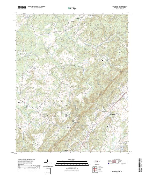 Billingsley Gap, TN — USGS 7.5-minute topo (2022)