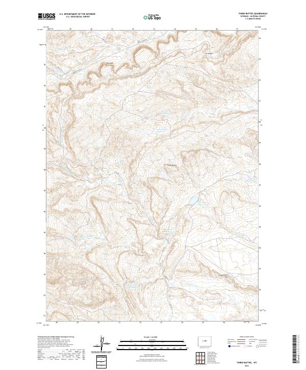 Three Buttes, WY — USGS 7.5-minute topo (2021)