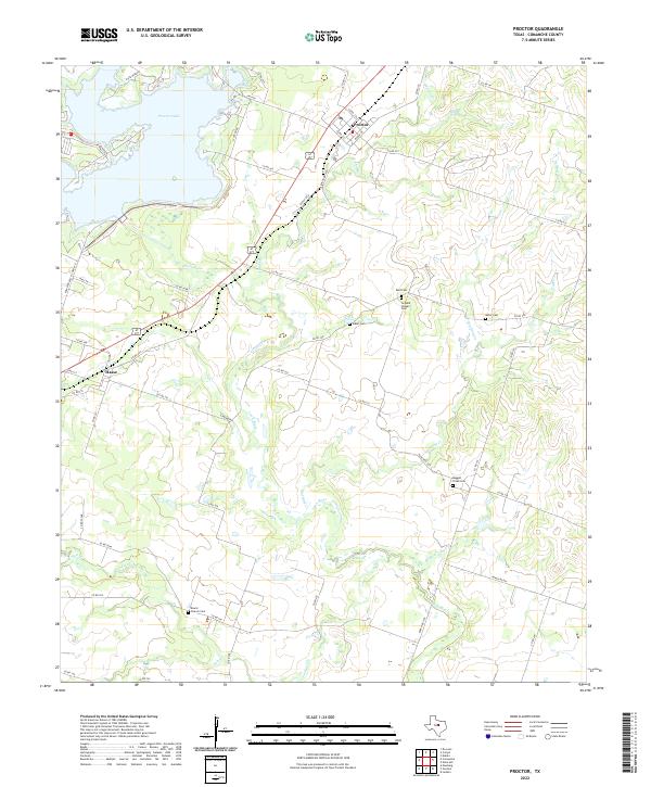 Proctor, TX — USGS 7.5-minute topo (2022)