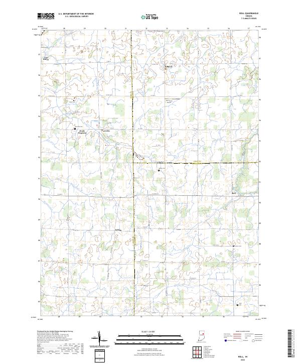 Roll, IN — USGS 7.5-minute topo (2022)