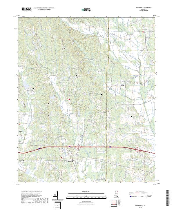 Mooreville, MS — USGS 7.5-minute topo (2024)