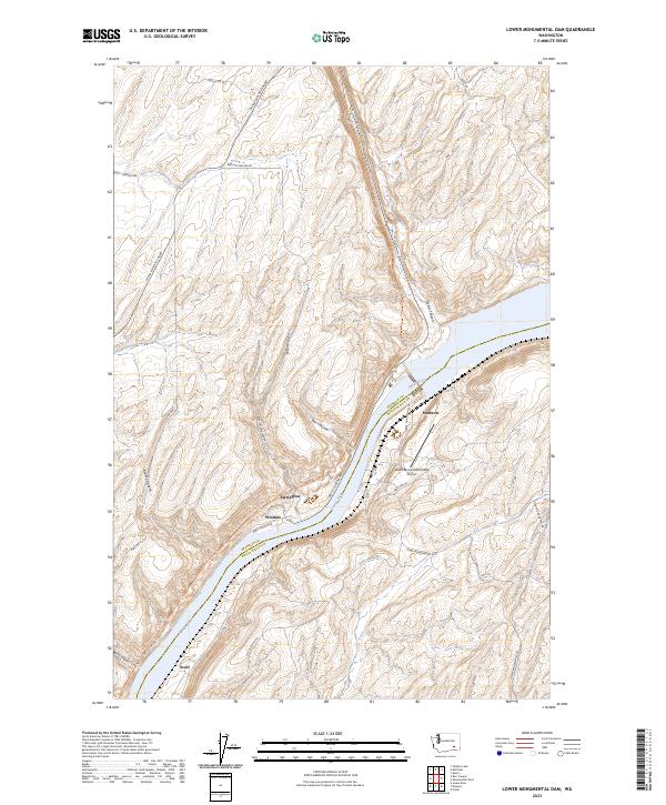 Lower Monumental Dam, WA — USGS 7.5-minute topo (2023)