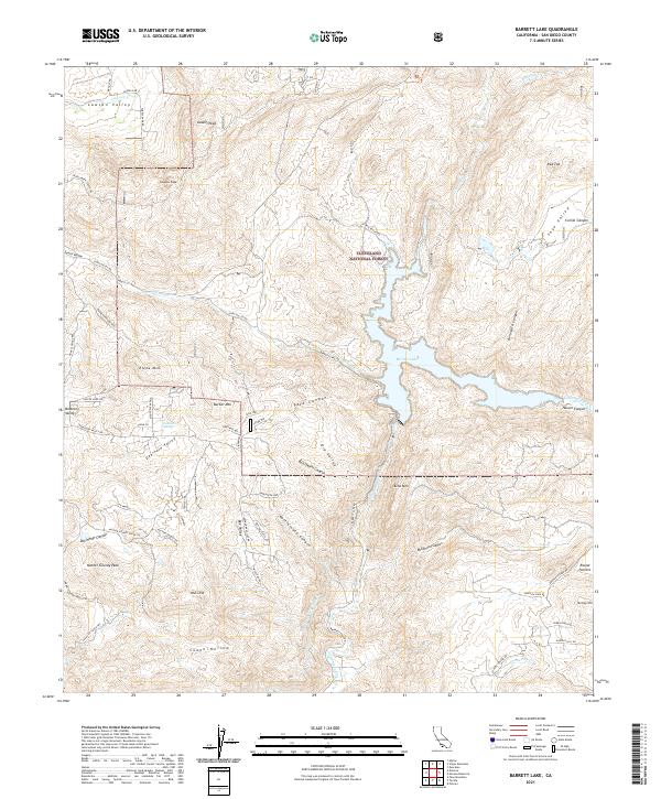 Barrett Lake, CA — USGS 7.5-minute topo (2021)
