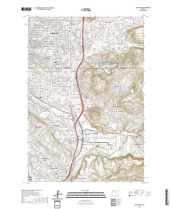 Gladstone, OR — USGS 7.5-minute topo (2024)