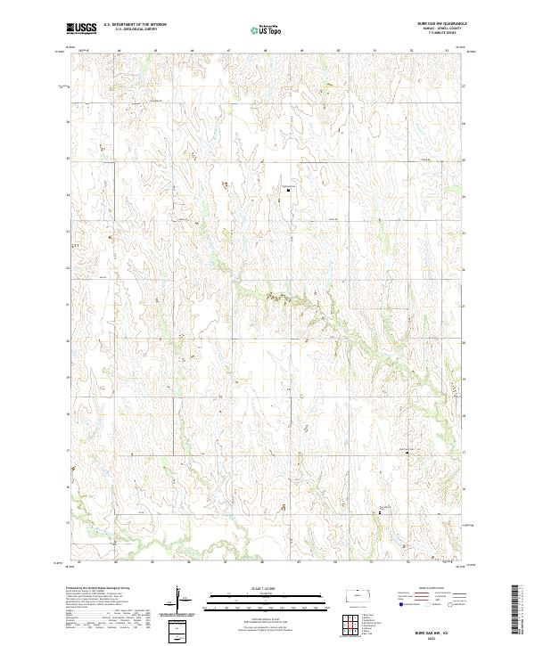 Burr Oak NW, KS — USGS 7.5-minute topo (2022)