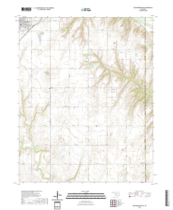 Weatherford NW, OK — USGS 7.5-minute topo (2022)